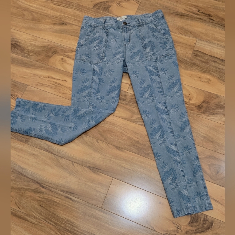 Bob Timberlake Palm Leaf Pattern Jeans Size 8 Green & Blue